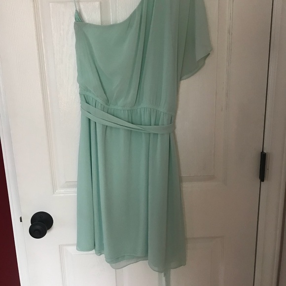 Light blue one shoulder mini dress. - Picture 2 of 3